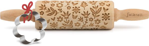 Folkroll Motiv-Teigrolle Flower Power, junior inkl. Ausstecher "Blume"