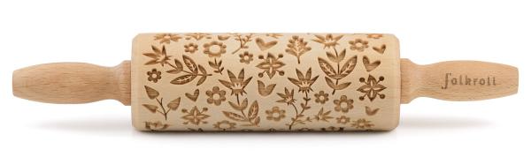 Preview: Folkroll Motiv-Teigrolle Flower Power, junior inkl. Ausstecher 