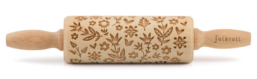 Folkroll Motiv-Teigrolle Flower Power, junior inkl. Ausstecher "Blume"